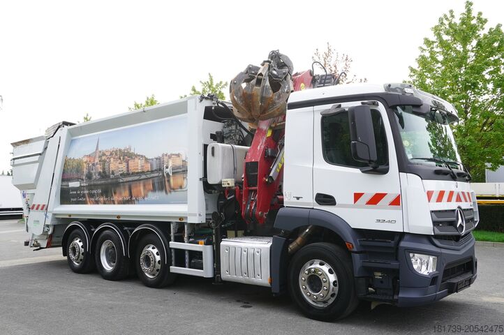 Camion de gunoi Mercedes-Benz Antos 3240 8x2 / Tajfun 5T crane / Farid