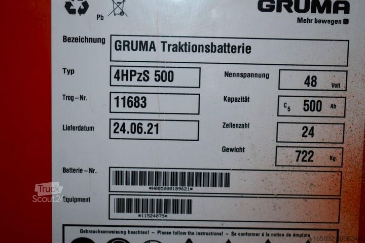Trukkien akku GRUMA 48 Volt 4 PzS 500 Ah