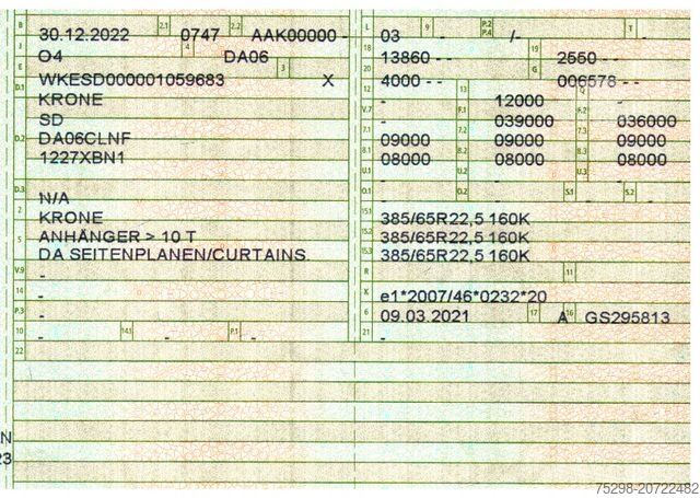 Открытый полуприцеп с тентом KRONE SD / AT EXII / EDSCHA / Palettenkasten /Liftache