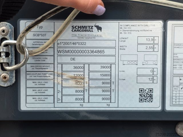 Open semitrailer with tarp SCHMITZ CARGOBULL SCS 24 / Staplerhalter. / Palettenk. / Lenkachse