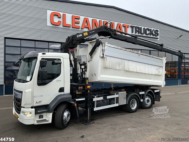 Tipper with crane DAF FAN LF 220 Euro 6 Hiab 11 Tonmeter laadkraan Ju...