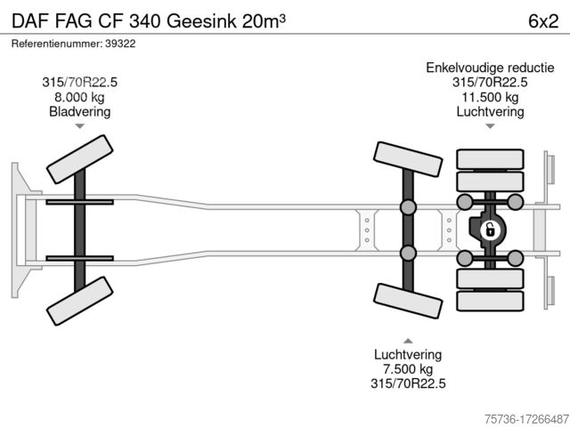 Véhicule de collecte des déchets DAF FAG CF 340 Geesink 20m³
