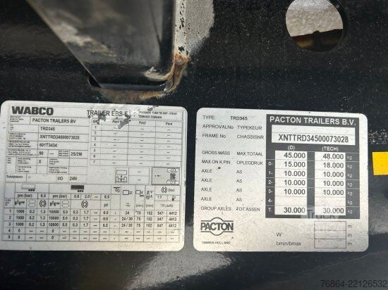 Kopperipuoliperävaunu PACTON TRD 345, 3-ACHS ROLLBODEN, KOFFERAUFLIEGER, FöRDERBAND, 2XLENKACHSE!