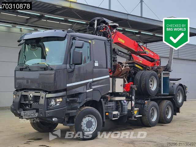 Renault K K 520 6X6 με γερανό Palfinger S260L87 για ξυλεία, φορτηγό ξυλείας 6x6 με μεγάλο άξονα και  Renault K 520 K 6X6 Palfinger S260L87 Holz Crane wood t...