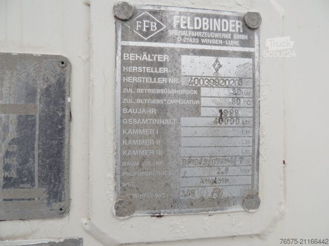 مقطورة صهريج صوامع FELDBINDER 40 m³ Silo Cement/Zement