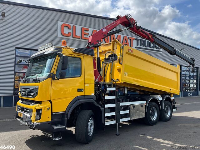 Camião basculante com grua Volvo FMX 410 6x6 Full Steel Manual HMF 14 Tonmeter l...