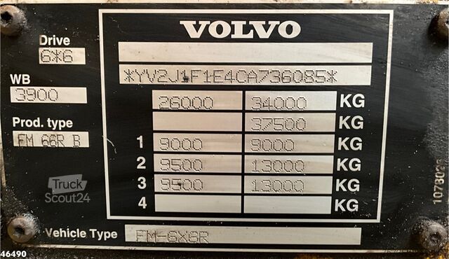 Ανατρεπόμενο όχημα με γερανό Volvo FMX 410 6x6 Full Steel Manual HMF 14 Tonmeter l...