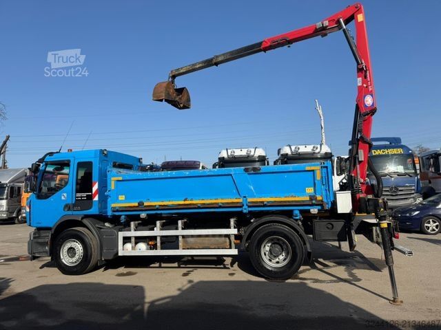 Pašizgāzējs kravas automašīna RENAULT Premium/340DXI/2-Seitenkipper+KRAN+Greifer+Funk/