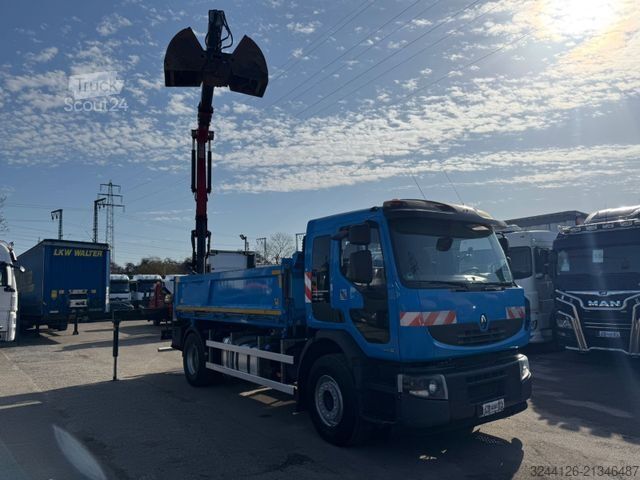 Pašizgāzējs kravas automašīna RENAULT Premium/340DXI/2-Seitenkipper+KRAN+Greifer+Funk/