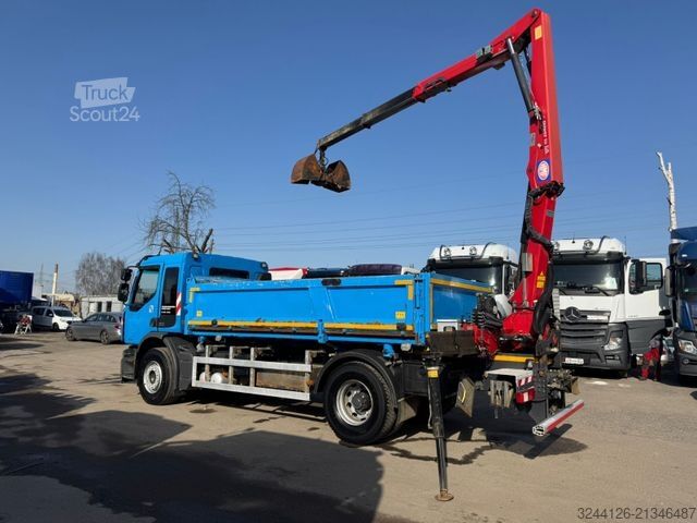 Pašizgāzējs kravas automašīna RENAULT Premium/340DXI/2-Seitenkipper+KRAN+Greifer+Funk/