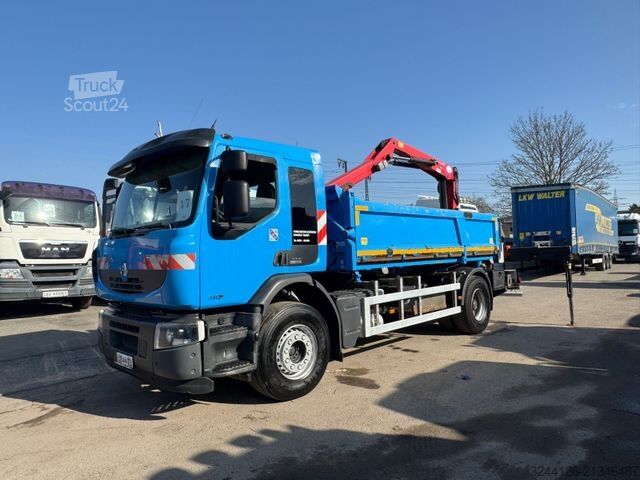 Pašizgāzējs kravas automašīna RENAULT Premium/340DXI/2-Seitenkipper+KRAN+Greifer+Funk/