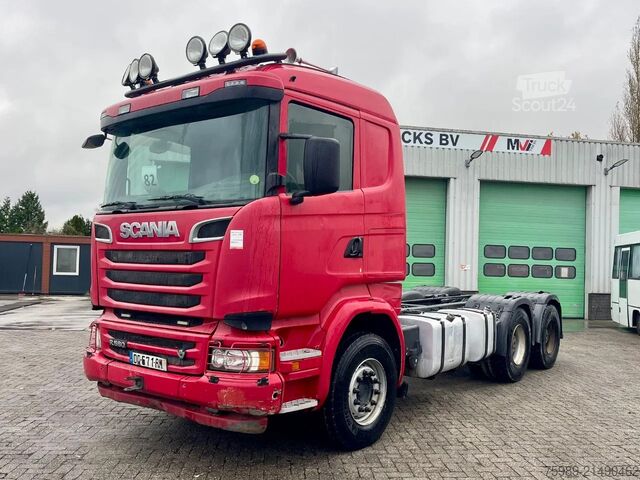 Châssis avec cabine Scania R580 V8 6x4, RETARDER, 614915 km FULL SPRING!  ...