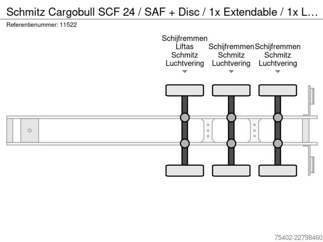 Konttikuljetukset Schmitz Cargobull SCF 24 / SAF + Disc / 1x Extendable / 1x Lift A...