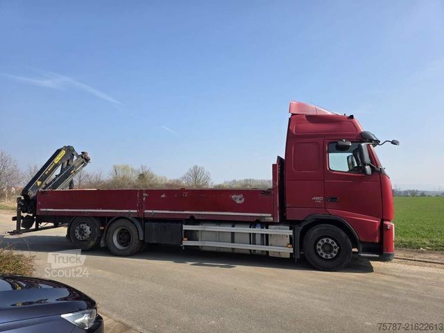 Plato nákladné auto VOLVO FH 460 Globe Baustoffpritsche mit Kran Palfinger