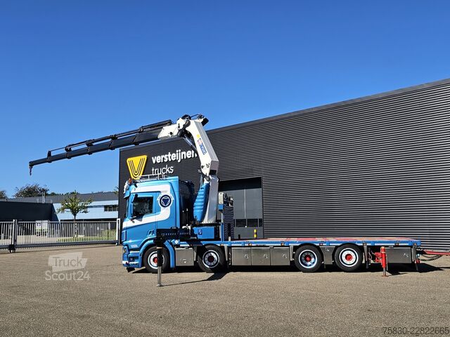 Vrachtwagen met kraan Scania R520 V8 8x2/6 / HMF 70 tm + JUMBO AANHANGER