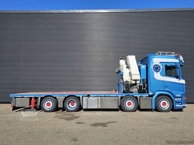 Vrachtwagen met kraan Scania R520 V8 8x2/6 / HMF 70 tm + JUMBO AANHANGER