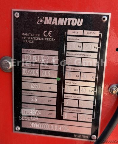 Werkplatform MANITOU 120 AETJ,  240 Betriebsstunden, 12 m