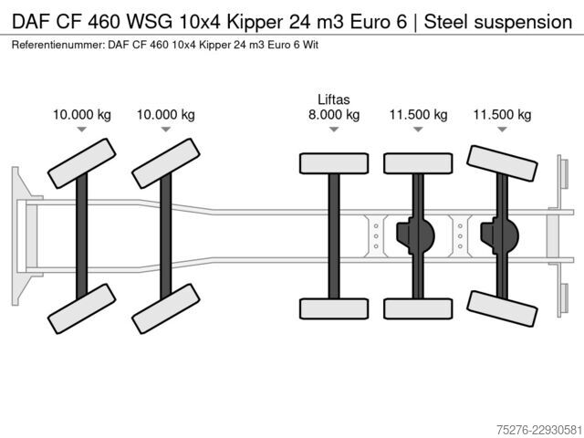 Kippiauto DAF CF 460 WSG 10x4 Kipper 24 m3 Euro 6 | Steel sus...