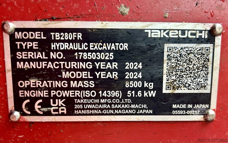 Mini ekskavators Takeuchi TB 280FR V3 Hüllkreisbagger