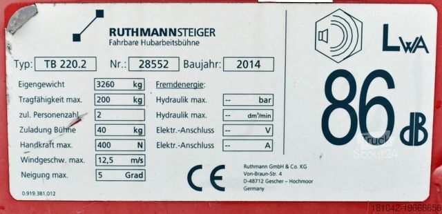 Delovna platforma Ruthmann TB 220.2