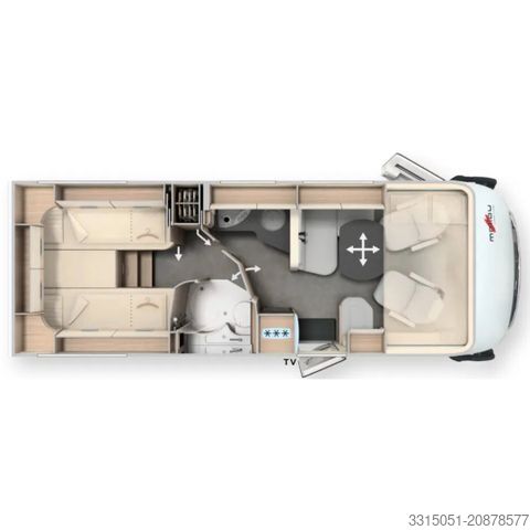 Camper integrale MALIBU I 460/490 KB LE Lithium+TV+Markise+Solar+Hubbett