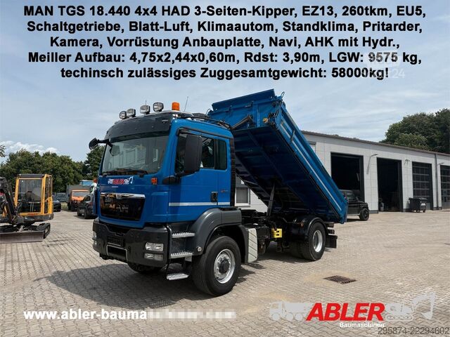 Camion-benne tricar MAN TGS 18.440 4x4 HAD 3-Seiten-Kipper