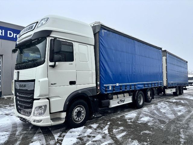 Tenteli düz yataklı kamyon DAF XF 530 FAN SSC PLANE INTARDER + ANHÄNGER 38 STELL
