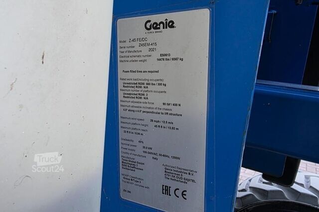 Leddbar teleskopisk arbeidsplattform Genie Z-45FE/DC Valid inspection, Hybrid, Rough Terrain