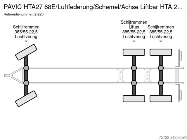 Transportator de lemn PAVIC HTA27 68E/Luftfederung/Schemel/Achse Liftbar HT...