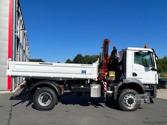 Benne à 3 côtés MAN TGM 18.320 4x4 Meiller Trigenius FASSI F135