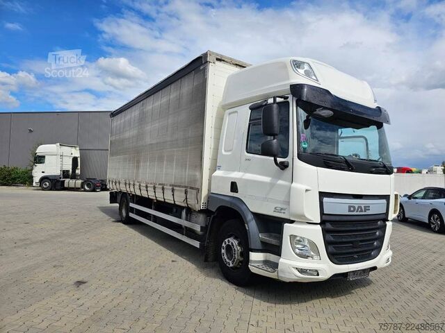 Tentinė platforma sunkvežimis DAF DAF CF 310 Space Cab, Gardine, Ladebordwand 1,5