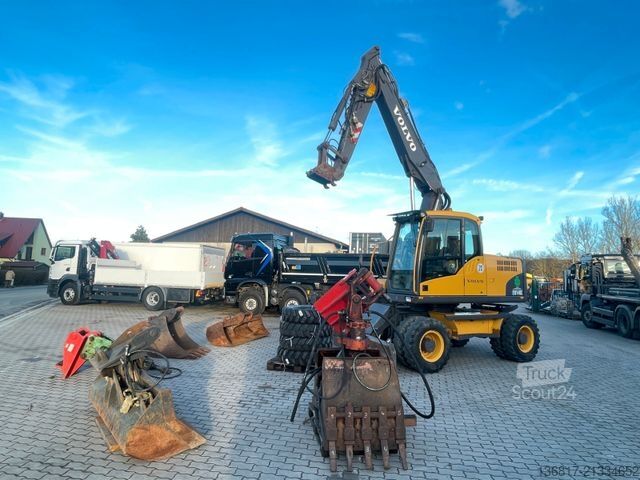 Excavator pe roți VOLVO Mobilbagger EW140C Lehnhoff HS10 Hammer-Scherenh