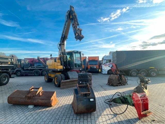 Excavator pe roți VOLVO Mobilbagger EW140C Lehnhoff HS10 Hammer-Scherenh