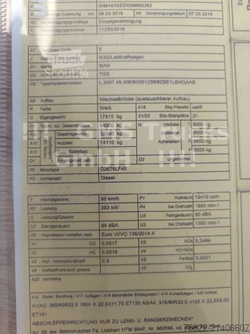 Sklápěcí vůz MAN TGS 41.480 / 8x6 / Manual / full Steel / Mulde