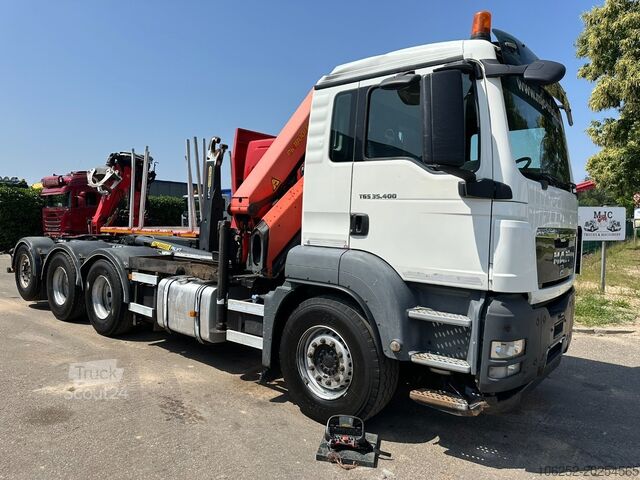 Containertransport (haakarmsysteem) MAN TGS 35.400 8x4 TRIDEM HOOKLIFT T22 + CRANE PALF...