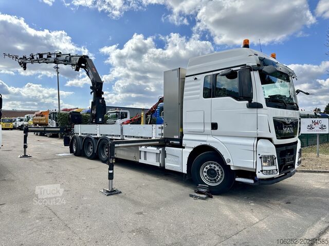 Plateforme de chargement ouverte MAN TGX 35.420 8x4-4 TRIDEM PRTISCHE 6m40 + KRAN (2...
