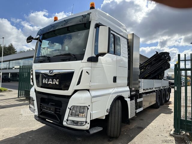 Plateforme de chargement ouverte MAN TGX 35.420 8x4-4 TRIDEM PRTISCHE 6m40 + KRAN (2...