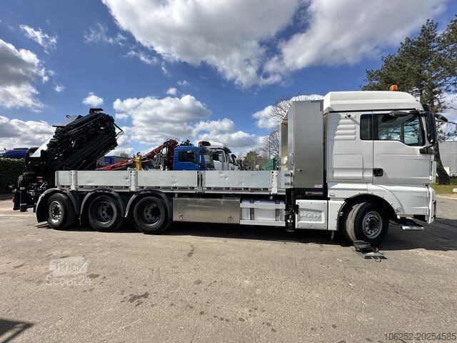 Plateforme de chargement ouverte MAN TGX 35.420 8x4-4 TRIDEM PRTISCHE 6m40 + KRAN (2...