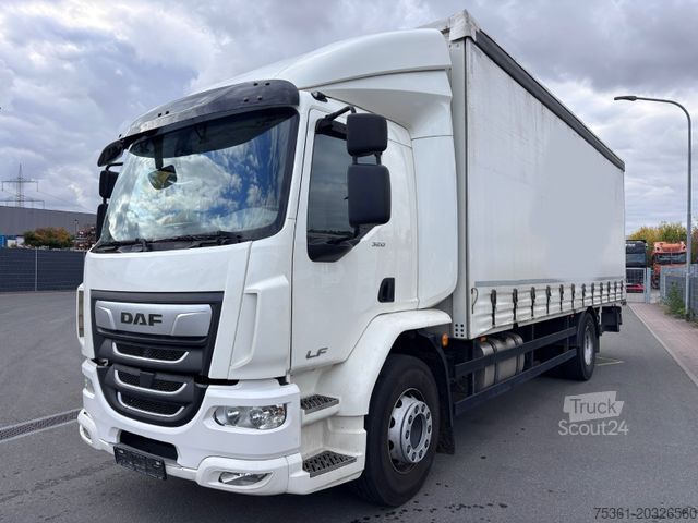 Platós teherautó ponyvával DAF LF 320 Sleper Cab Pritsche & Plane mit LBW E6