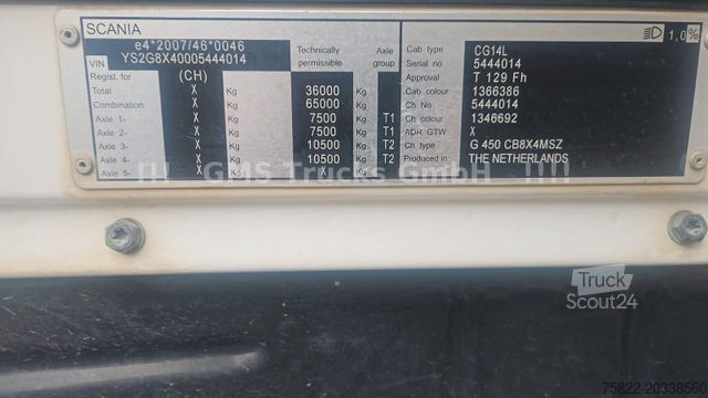 Tipvogn SCANIA G450 / ISO Thermo Mulde / 8X4 / Opti Cruise