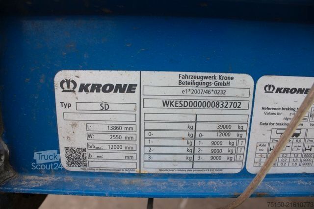 Open semitrailer with tarp KRONE SD - Tautliner MEGA - Nr.: 702