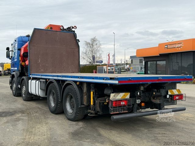 Flatbed truck SCANIA G450 8x4 Pritsche mit Kran Palfinger PK76002 EH