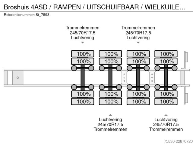 Nízký nakladač Broshuis 4ASD / RAMPEN / UITSCHUIFBAAR / WIELKUILEN / NIEUW