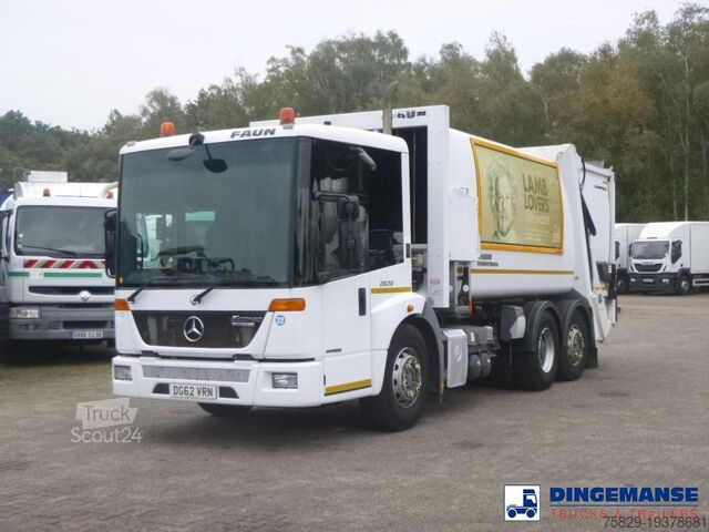 Vehículo de recogida de basuras Mercedes Econic 2629 6x2 RHD Faun Variopress refuse truck