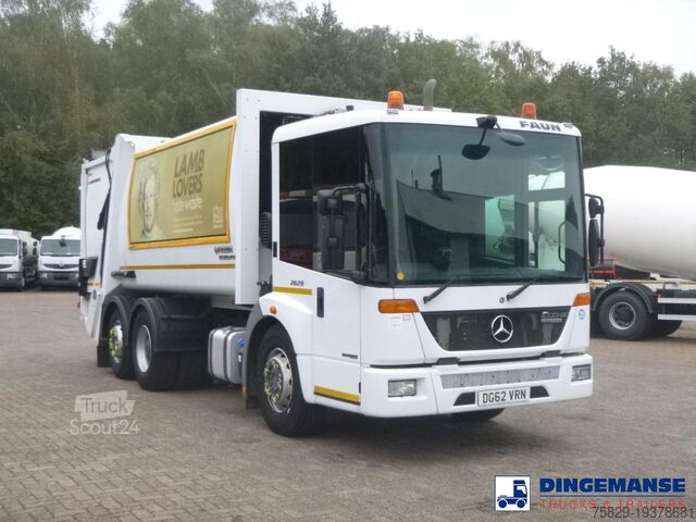 Vehículo de recogida de basuras Mercedes Econic 2629 6x2 RHD Faun Variopress refuse truck