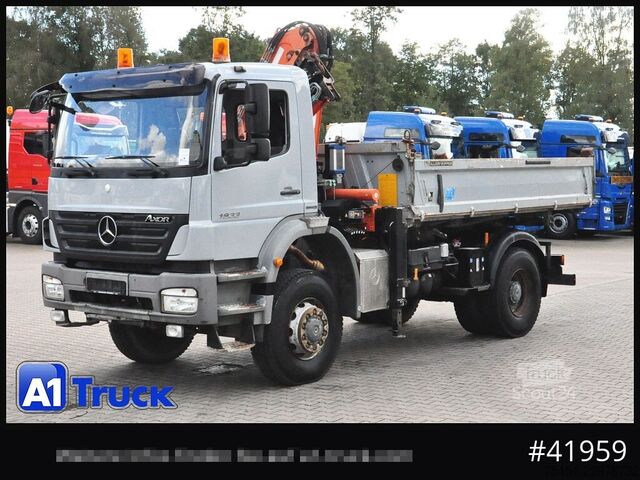 رافعة مثبتة على شاحنة MERCEDES-BENZ Axor 1833, 4x4, Kran 3 Seiten Kipper, Funk