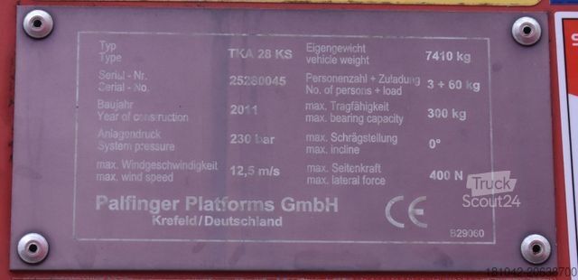 Робоча платформа вантажівка Palfinger TKA 28 KS Bison