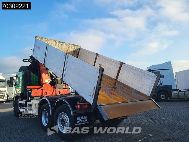 3-sidig tipp Volvo FM 340 FM 6X2 Palfinger PK23002 Crane 10m3 3-w...