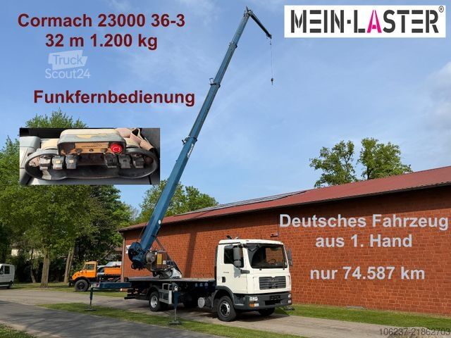 Autokranwagen MAN 8.180  Cormach 23000 36-3  32 Meter Montagekran