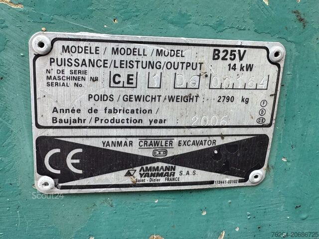 حفارة صغيرة Yanmar B25V snelwissel + 2 bakken